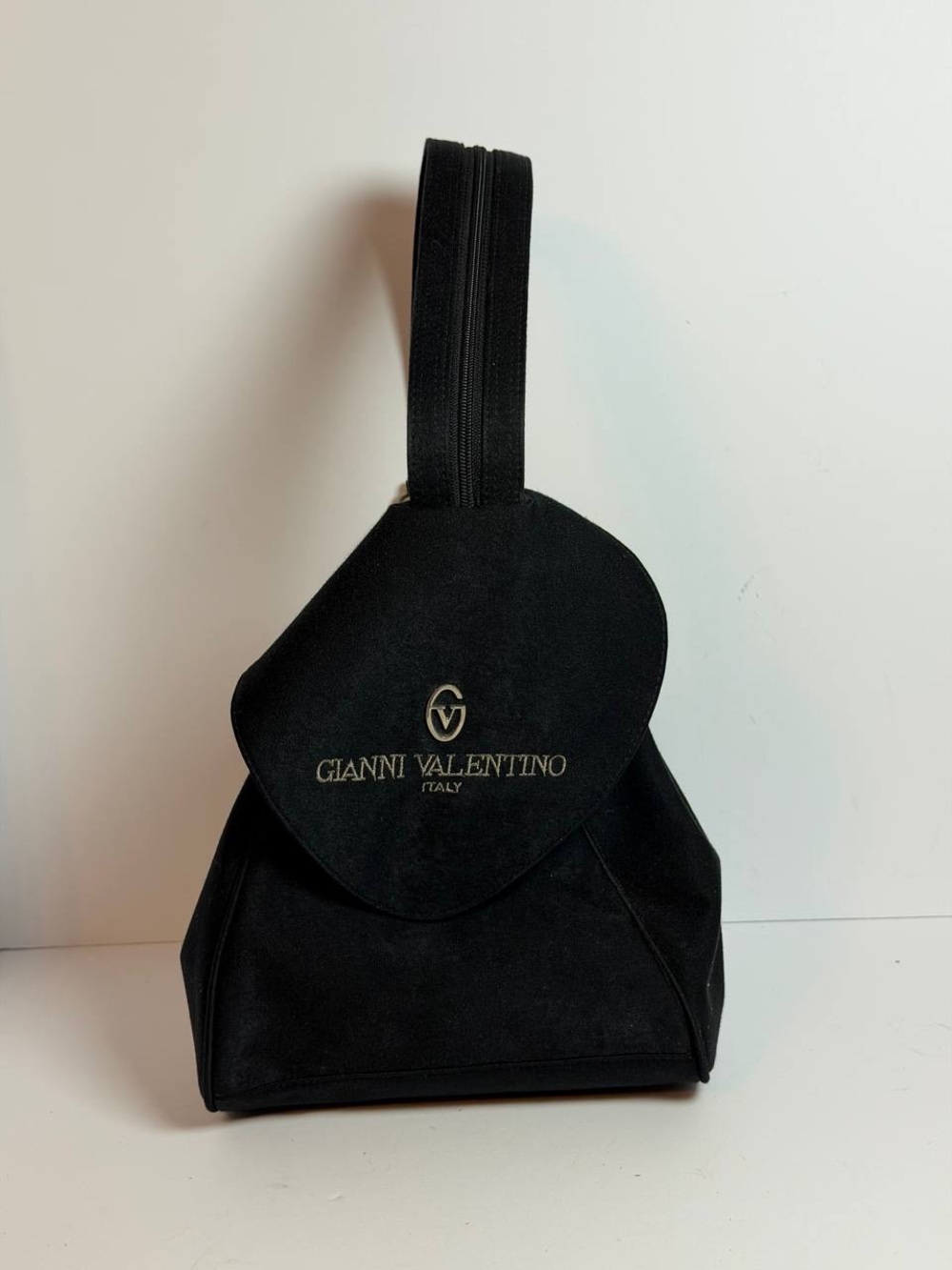 Gianni Valentino Black Convertible Sling Backpack Bag